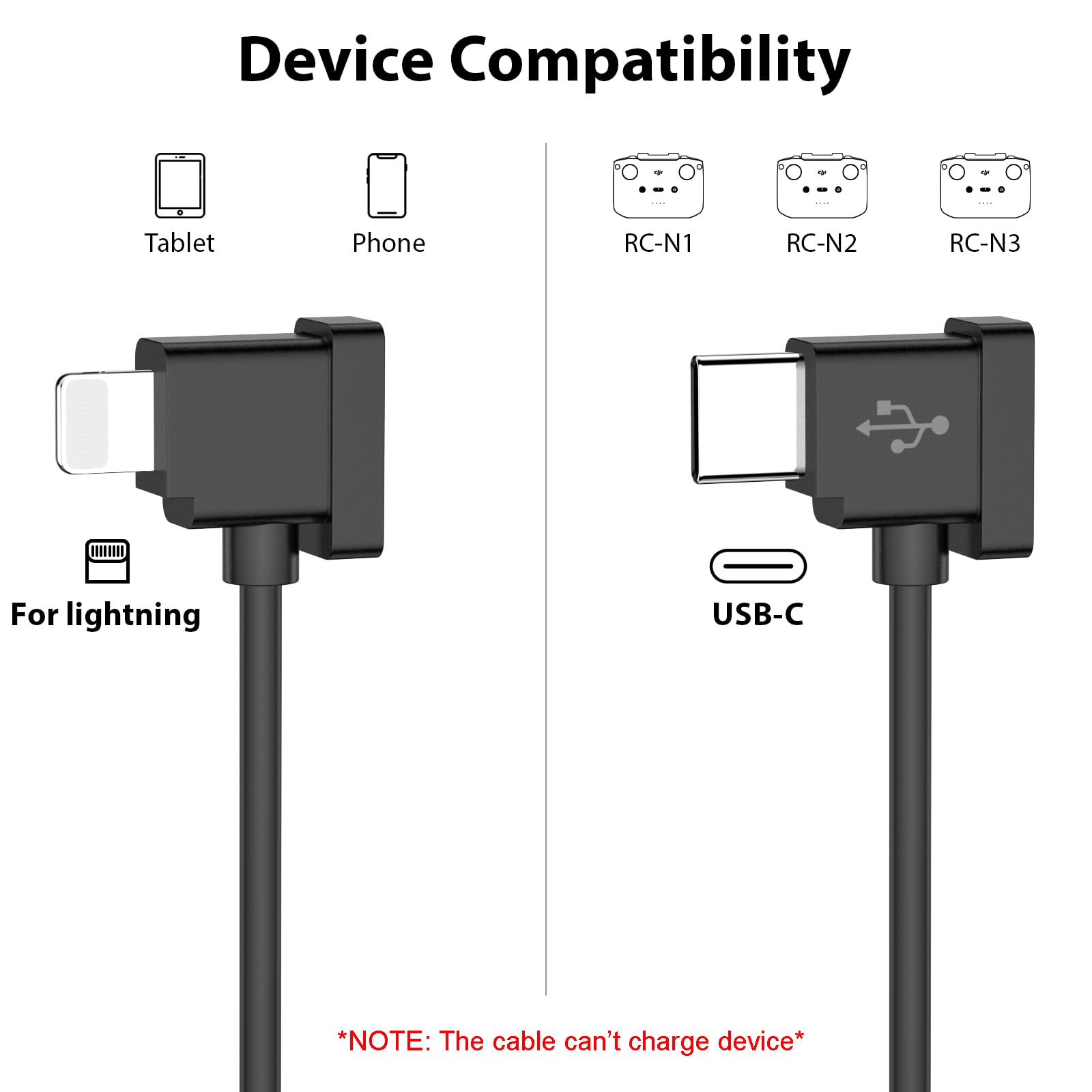 Cavo dati da Lightning a USB-C per controller DJI Drone RC-N1/N2/N3, Link per iPhone 14 13 12 11 Pro Max iPad, per DJI Mavic serie 3, Neo, Mini 4 3 Pro 2 SE, Air 3S 3 Drone, 0,3 m