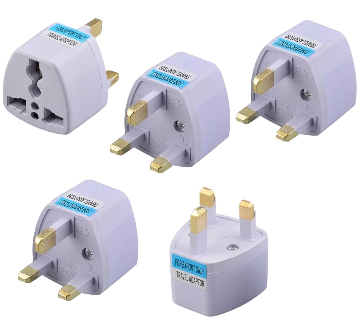 5 Pcs. UK Type G Flat Pin Conversion Plug Adapter for India to UK, UAE, Hong Kong, Singapore, Dubai, Malaysia,Ireland Power Socket Converter, White-image-13