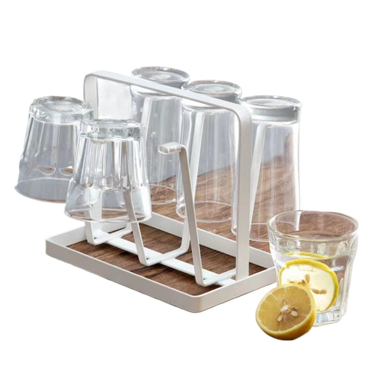Yonmledo A1 Mug Stand 1Pc Coffee Mug Rack 6 Cup Holder Stylish Tea Cup Storage Shelf With Tray Cup Drying Rack For Kitchen Countertop Jars Mugs Home(A1)