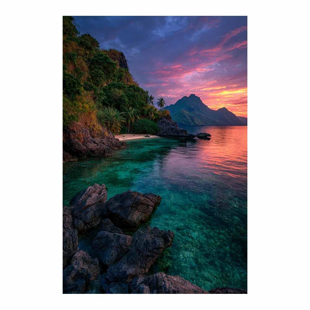 HOQIU Landscape wall art Coastsal Sunset Paradises canvas art, art print, house decor, bedroom wall decor above bed, prints for living room.(Multicolor)-80x120cm Unframed
