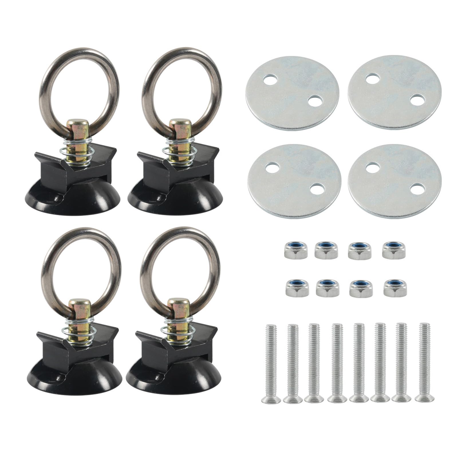 Système d'arrimage rond avec anneaux pour remorque et camion - Lot de 4