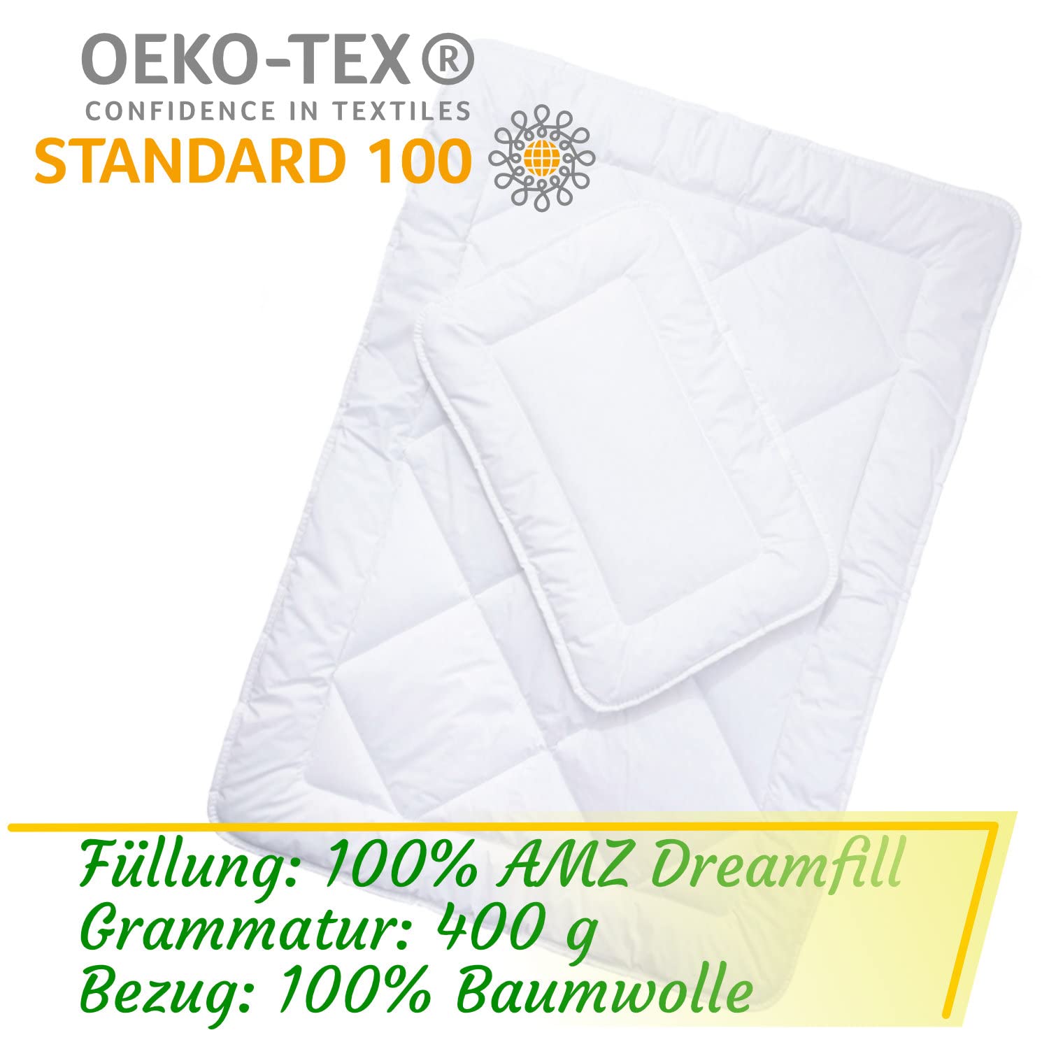 H&F Heimtextilien Kinderbettdecke Babybettdecke | Steppdecke mit Kissen Set für Kinder und Baby | Kinderdecke, Babybett Decke mit Kissen | Bettzeug: Baumwolle Weiß | Große: 90x120 + 40x60 cm