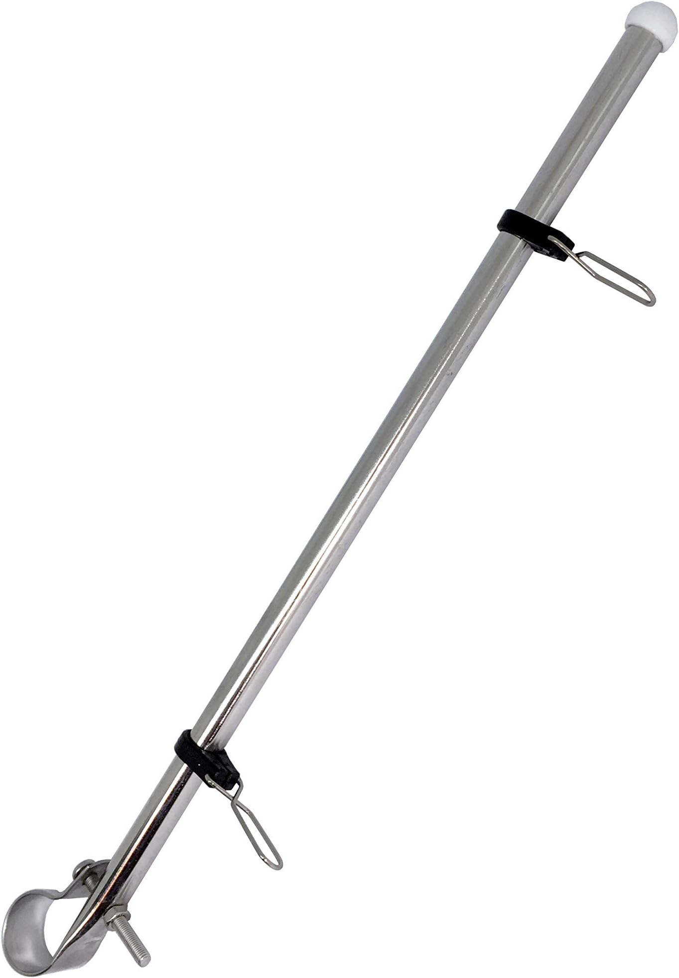 SeaLux Marine Stainless Steel Rail Mount Flag Staff Pole with adjustable Clamps and Split clips for Marine/ Boat/ Kayak