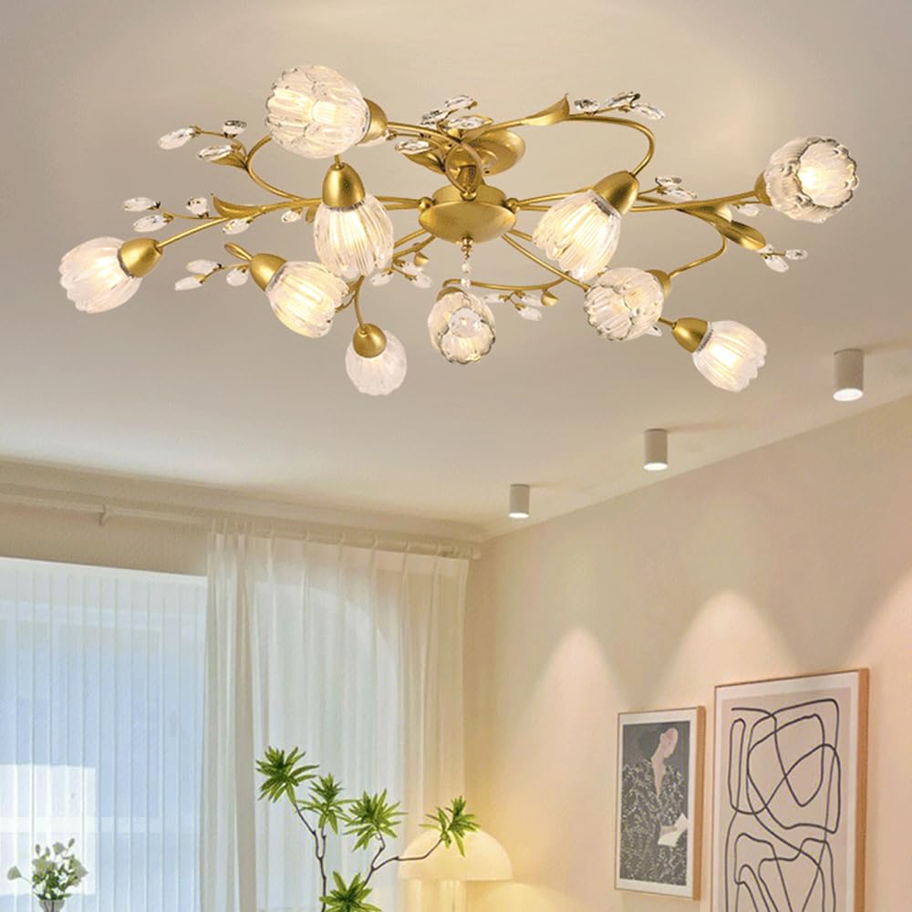 Abinlina Elegant French Pastoral Chandelier Pendant Lamp - 8 Light LED Fixture for Living Room, Dining Room, Bedroom, Villa Home Decoration(E B 10 Lights)