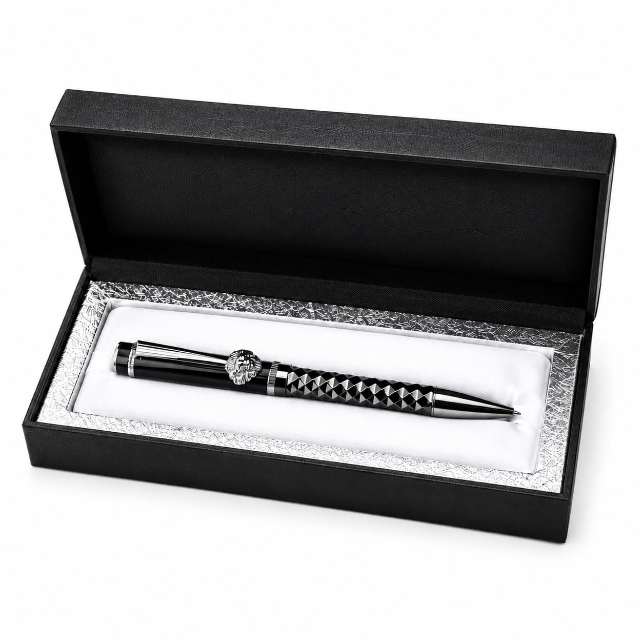 Premium Executive Metal Ball Pen with Luxury Gift Box, Lion Design Pen, Black Metal Writing Pen for Office, Business, Corporate Gifting, Birthday Gift for Men & Women