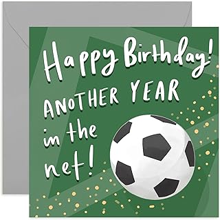 Old English Co. Football Birthday Card - Fun In The Net Goal Card for Boys, Girls, Men and Women | Humour Joke Greeting Card for Footie Fans | Blank Inside & Envelope Included (Football)