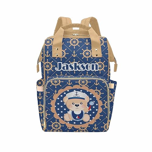 Miniatura 5 de Bolso de pañales con nombre personalizado Mochila Casual Baby Pañales Bolsas para Nueva Mamá Bolsa de pañales de maternidad personalizada Mochila de