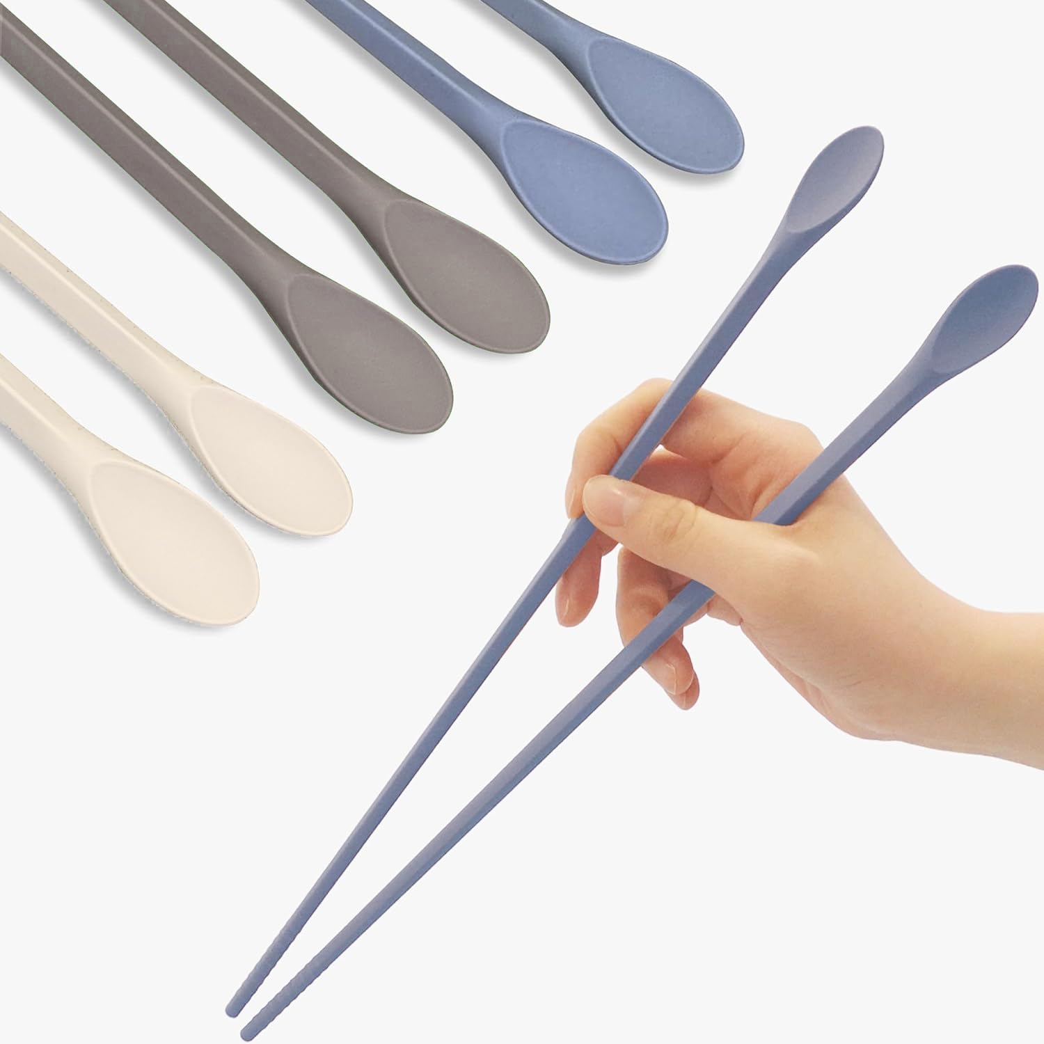 Long Silicone Cooking Chopsticks with Spoon 12 Inch, Blue 2 Pairs — Amazon image 15