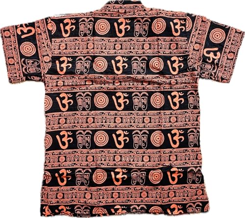 Image of THE MAKKI Trends - Om Printed Kurta for Men & Boys | Cotton Half Sleeve Mahadev Mahakal Kurta T-Shirt for Events, Festivals, and Religious Ceremonies (Regular)