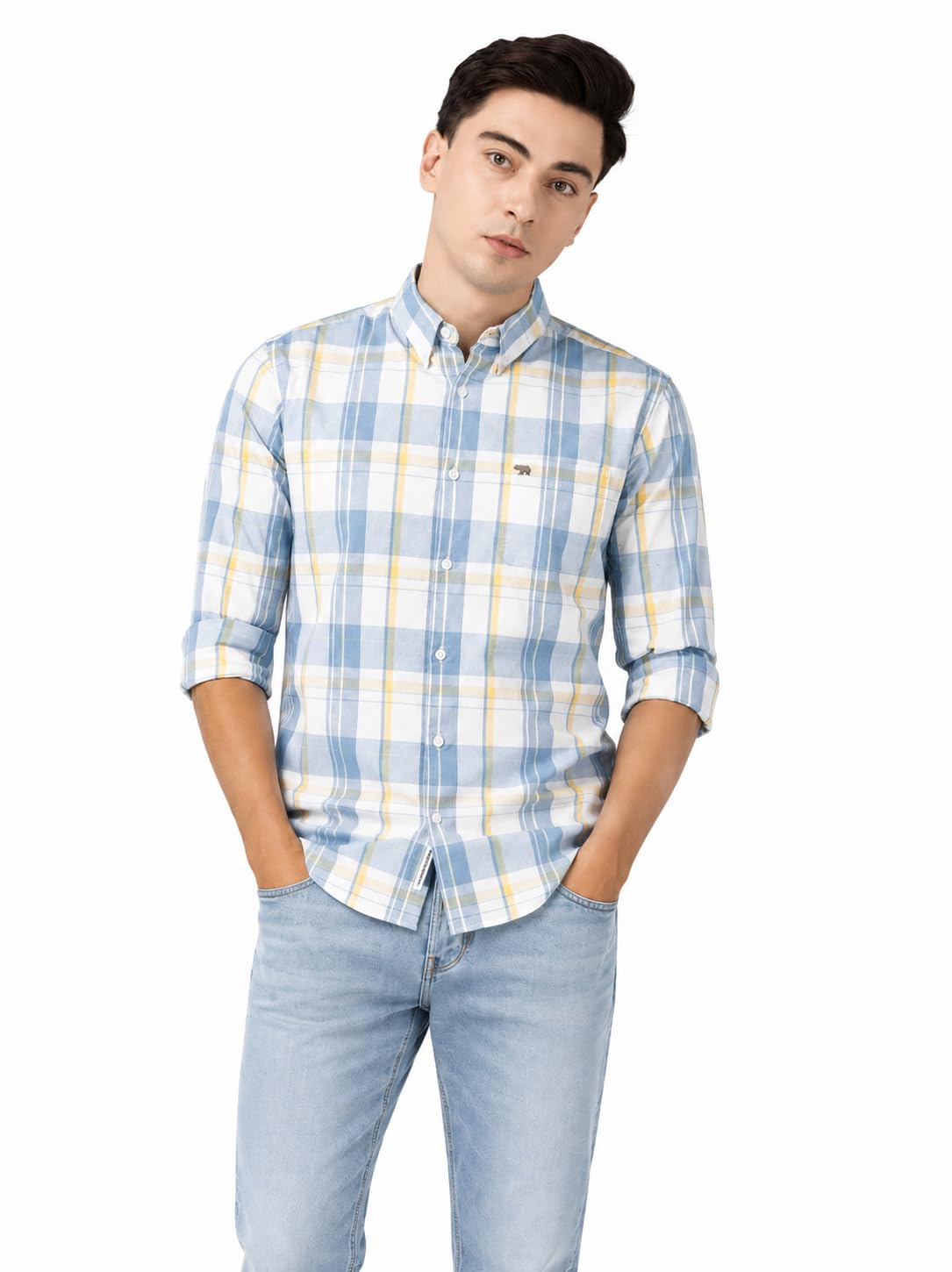 Youth First Men's Cotton Blend Casual Shirt | Regular Fit Solid Full Sleeve Button Down Collared Shirts | Comfortable Formal Office Business Casual for Men-picture-29