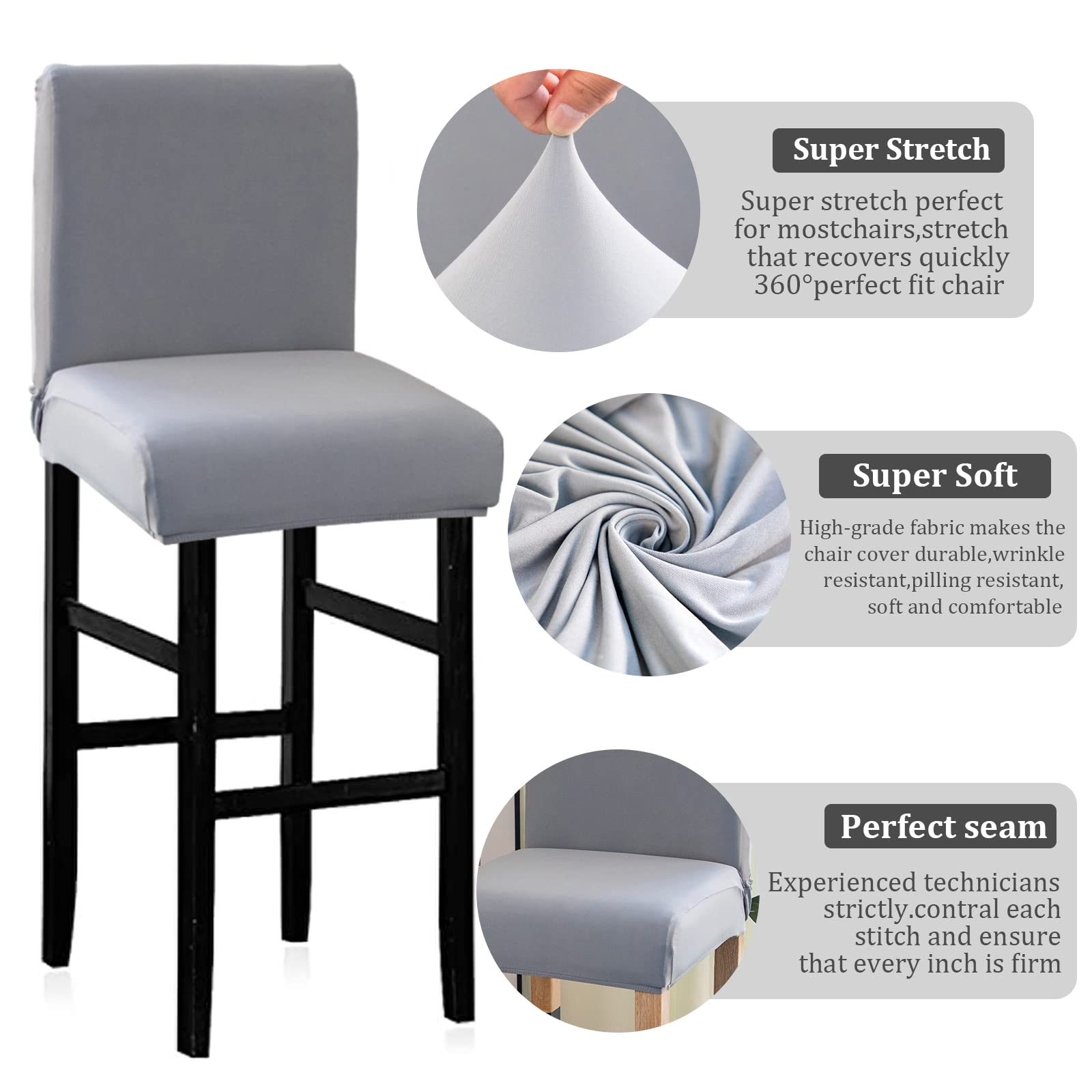 Coprisgabelli Per Cucina Jaotto 4 Pezzi - Elasticizzati, Con Schienale, Universali Per Sgabelli Altri - Foto 11