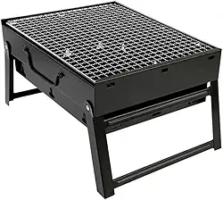 Mini Churrasqueira Pequena A Carvão Portátil Dobrável Desmontável Em Aço Inox Para Espetinho Apartamento 44x29cm