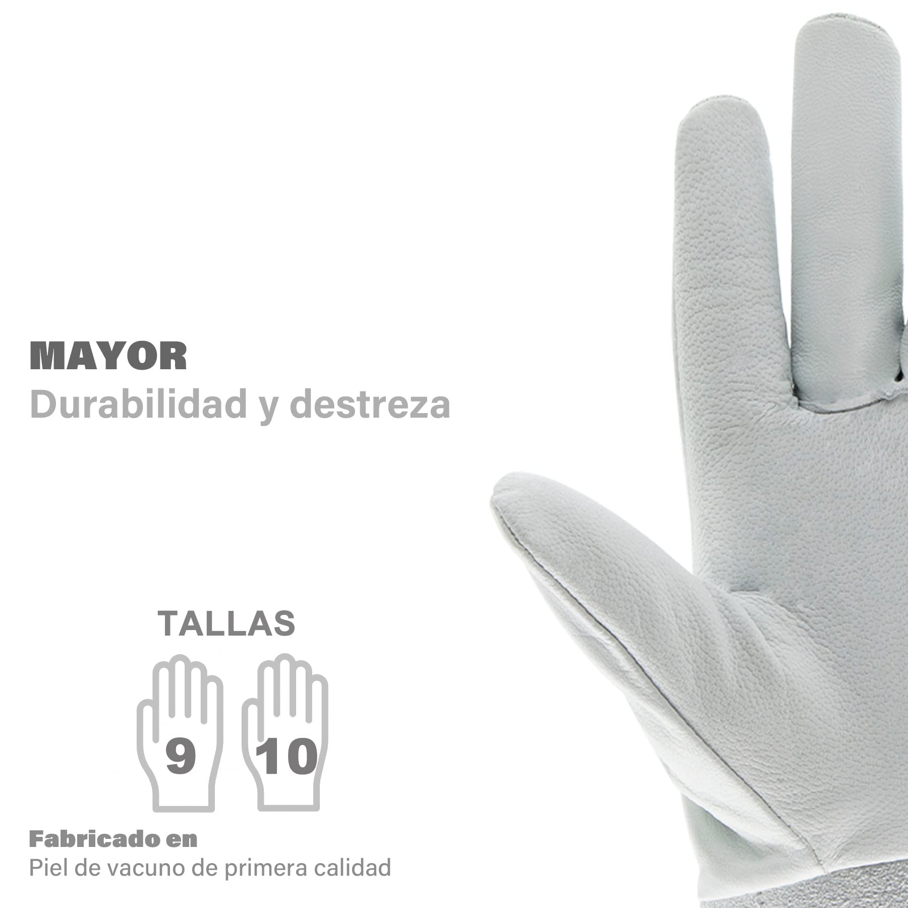 1, 2, 3 o 6 Pares de Guantes de Trabajo, Guantes de Protección de Piel Vacuno, Guantes de Cuero, Protección de Antebrazo, Protección a la Abrasión, Antidesgarros, Jardinería y Soldadura.
