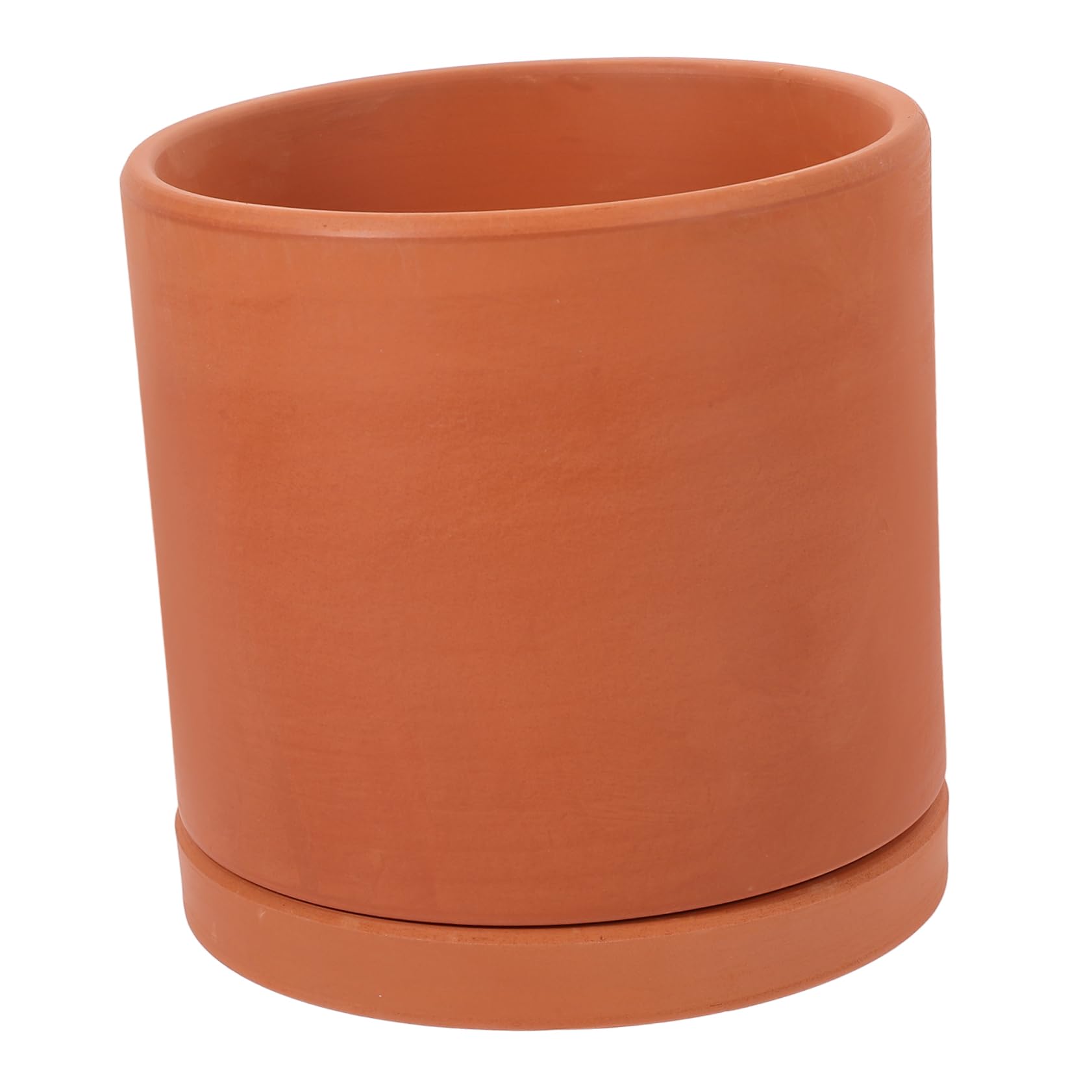 TOYANDONA Maceta de Barro Cilíndrica Naranja para Suculentas con Diseño Transpirable y Autorriego, Adecuado para Jardinería y Plantas de Exterior