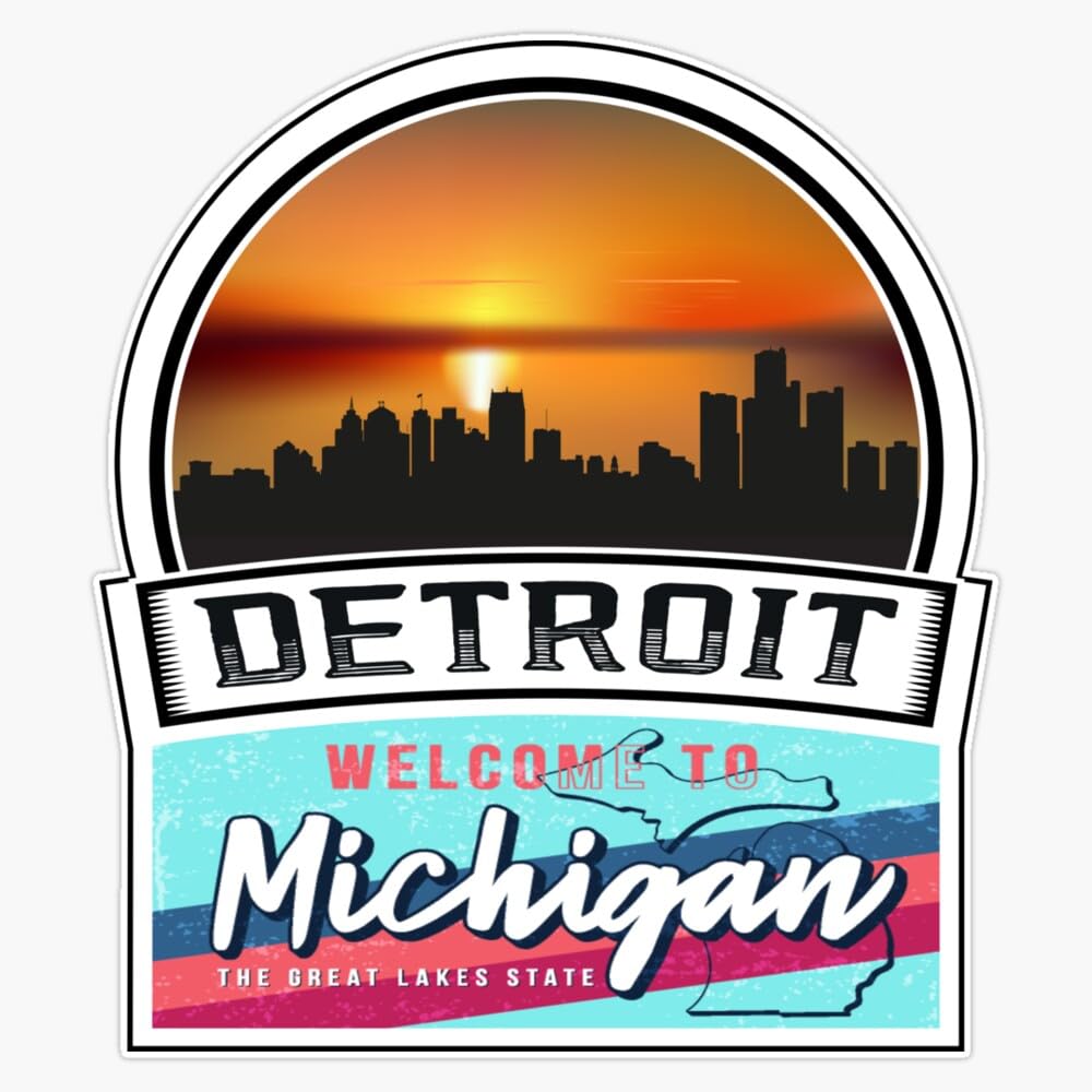 Magnet Detroit Welcome To Michigan The Great Lakes State Michigan State And Cities Series -3 Magnet Vinyl Decal Sticker 5