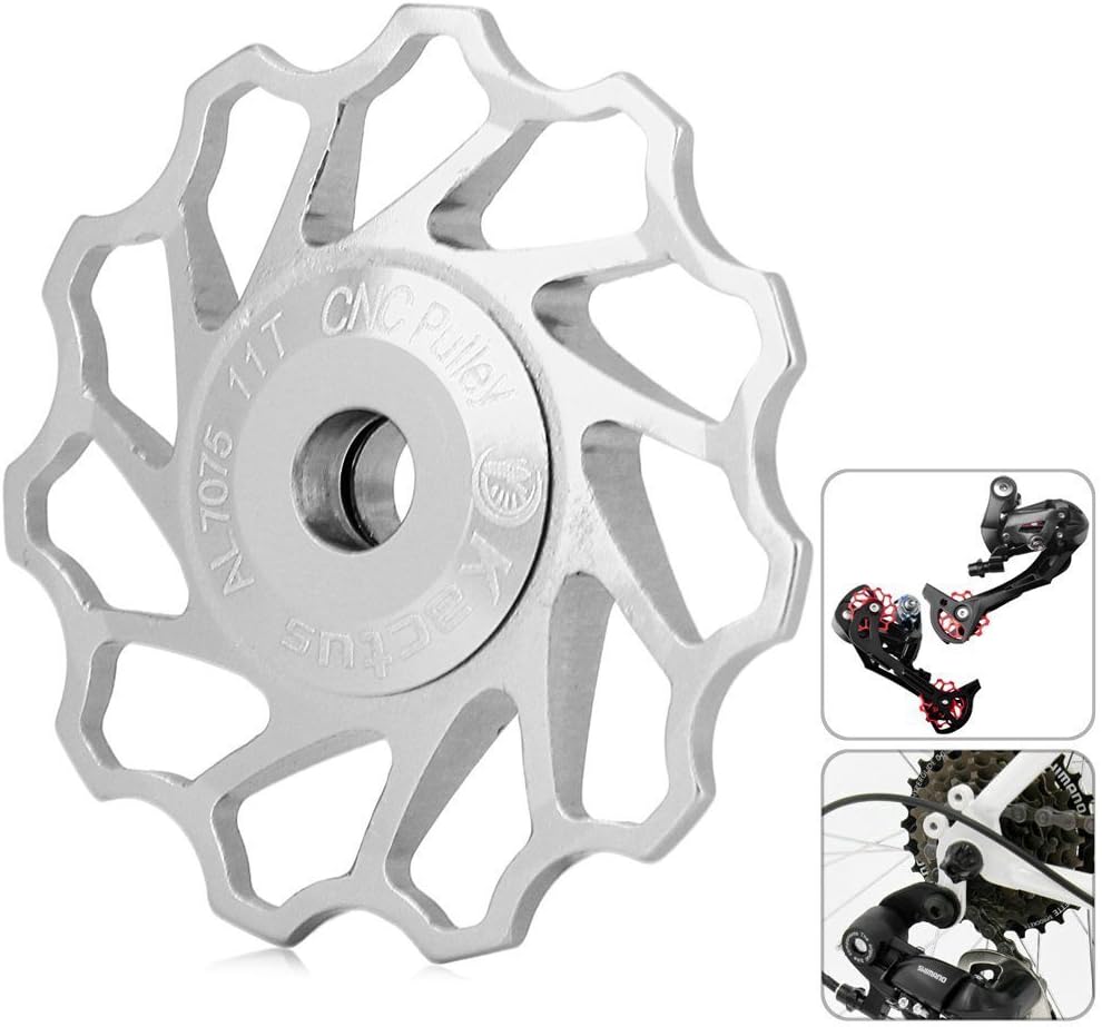 Kactus Aluminium Alloy 11t Guide Roller Wheel Rear Derailleur Pulley for Shimano Sram / 7 / 8 / 9 / 10 Speed (White)