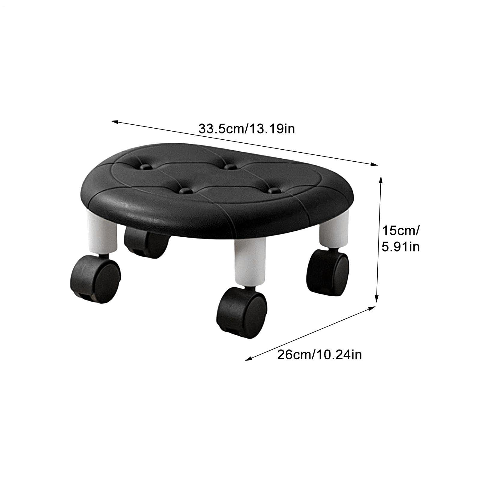 Taburete con ruedas bajo - Banco giratorio | 360 herramientas para ajuste de zapatos, estación de arte de uñas, cómodo diseño ergonómico con ruedas para sala de spa, soporte de asiento de tareas en