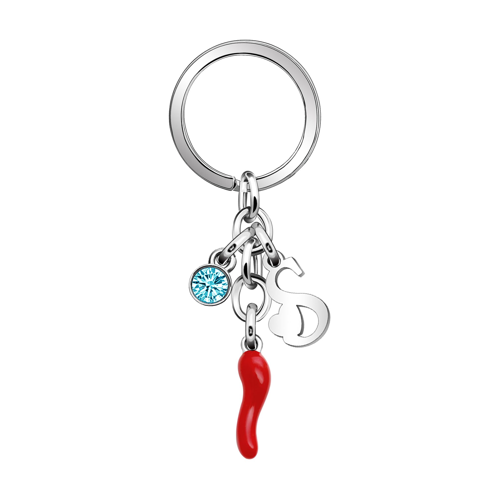 Aosyoisk Portachiavi Nome lettera iniziale. Personalizzato Corno di pecora rosso Amulet ciondolo Portachiavi regalo Per Festa della mamma,Compleanno,San Valentino,Anniversario