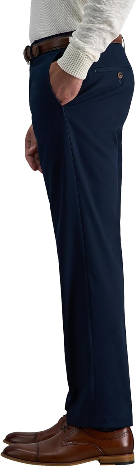 Haggar Mens Premium No Iron Khaki Straight Fit Flat Front Casual Pant - Image 3