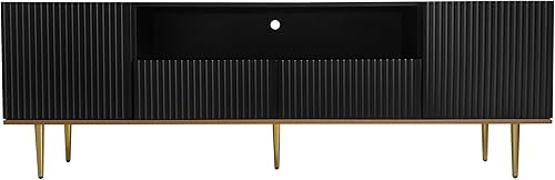 Miniatura 41 de LUMISOL Soporte de TV moderno para TV de 75 pulgadas + consola de TV con armarios de puerta de cristal, centro de entretenimiento de madera con