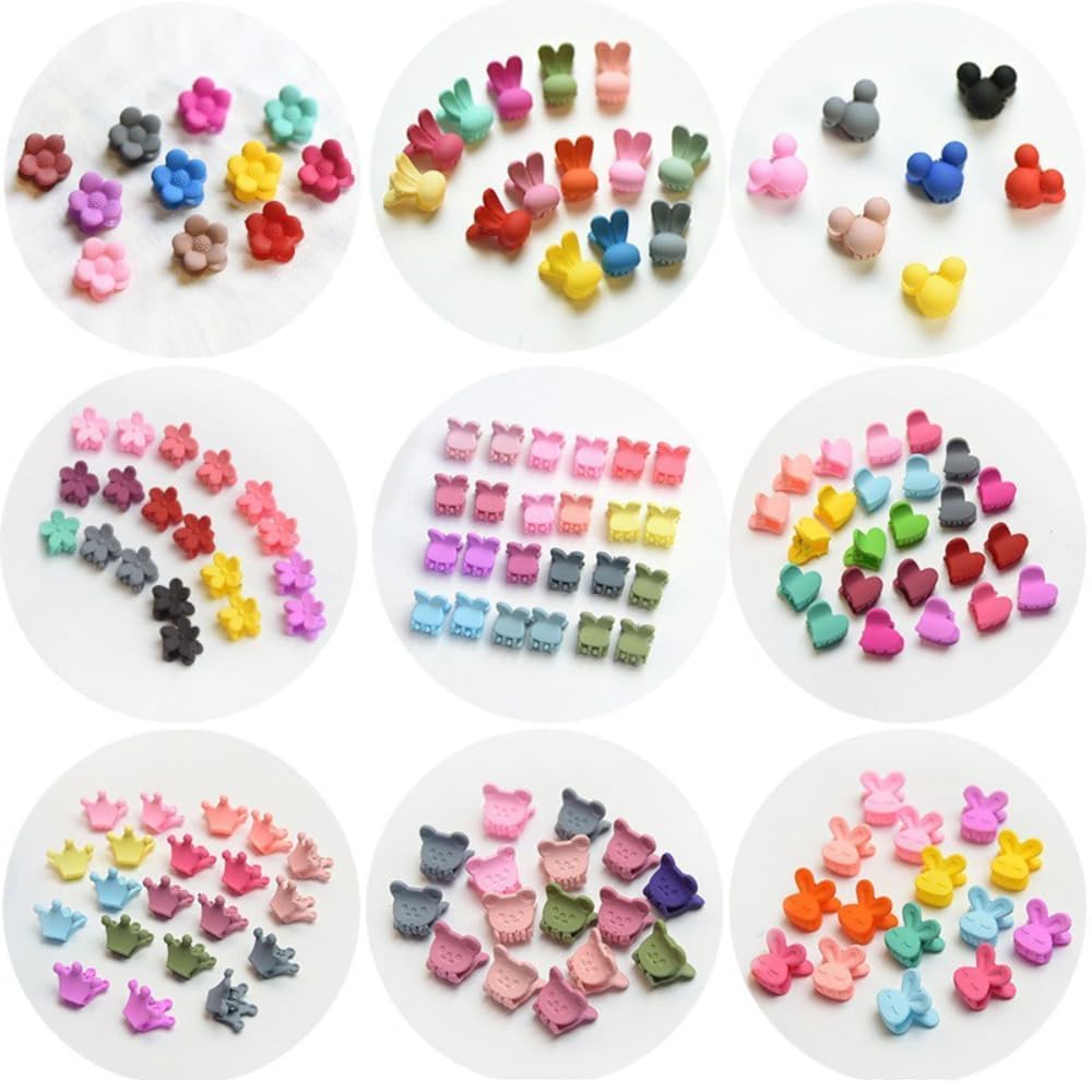 - Diversa Mini Colorful Flower Design Baby Hair Clip for Fine Hairs- Small Floral Cute Fancy Rose Hair Claws Accessories for Kids, Girls and Women, 6 Designs- Multicolor, (Pack of 60 Pcs)