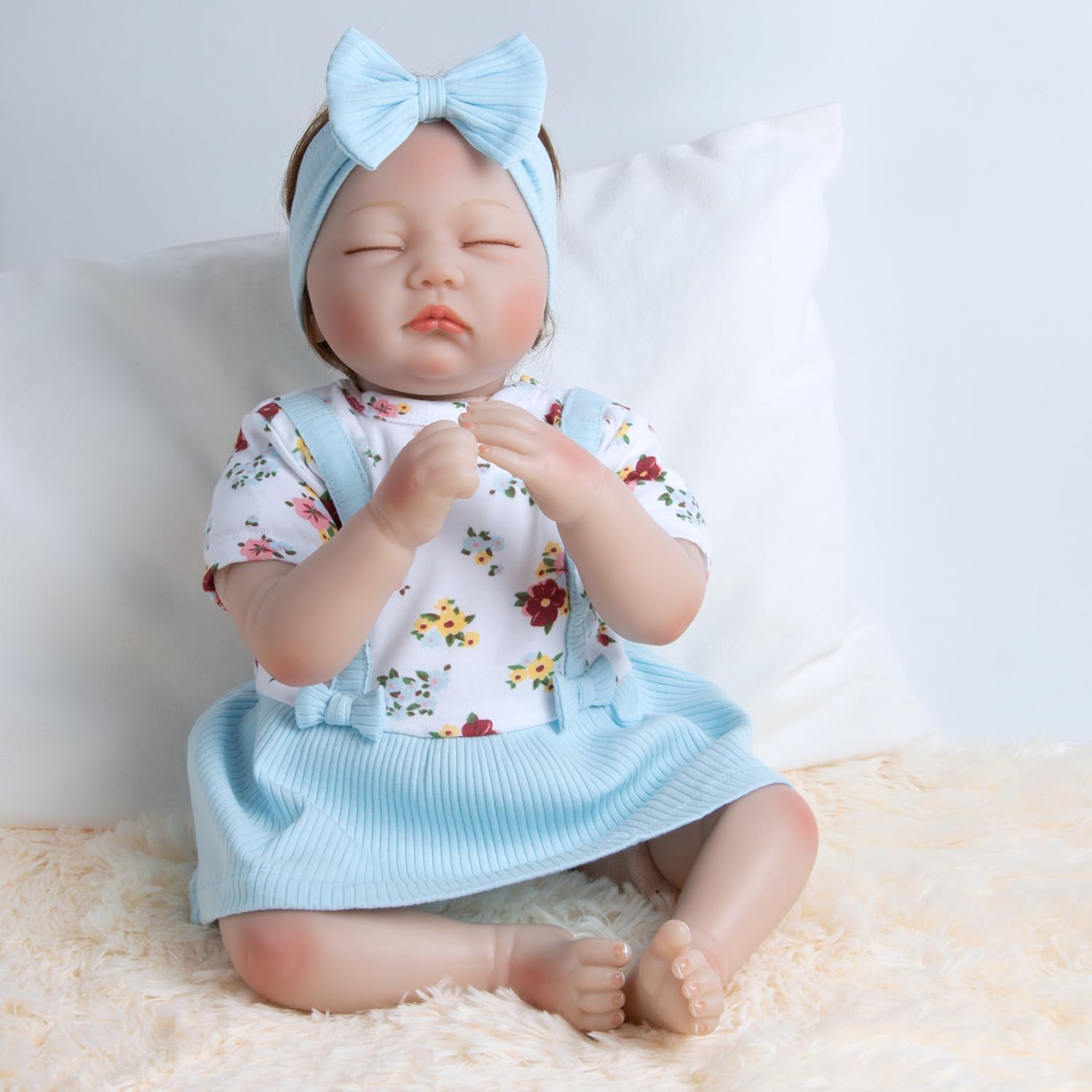 Reborn Baby Doll Clothes Flower Outfit Accessories for 17-22 Inch Reborn Doll Clothes Newborn Babydolls Dress with Headband Girl&Boy