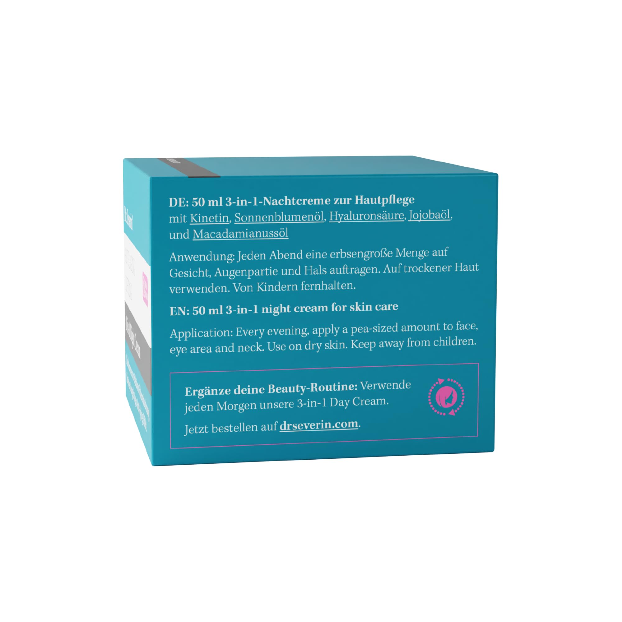Dr. Severin Anti-Aging Lifting 3-in-1 Night Cream 50 ml I Gesichtscreme mit Hyaluronsäure, Squalane, Vitamin E, Macadamia Öl I Straffende Nachtcreme I Auch für Augenpartie, Hals und Dekolleté
