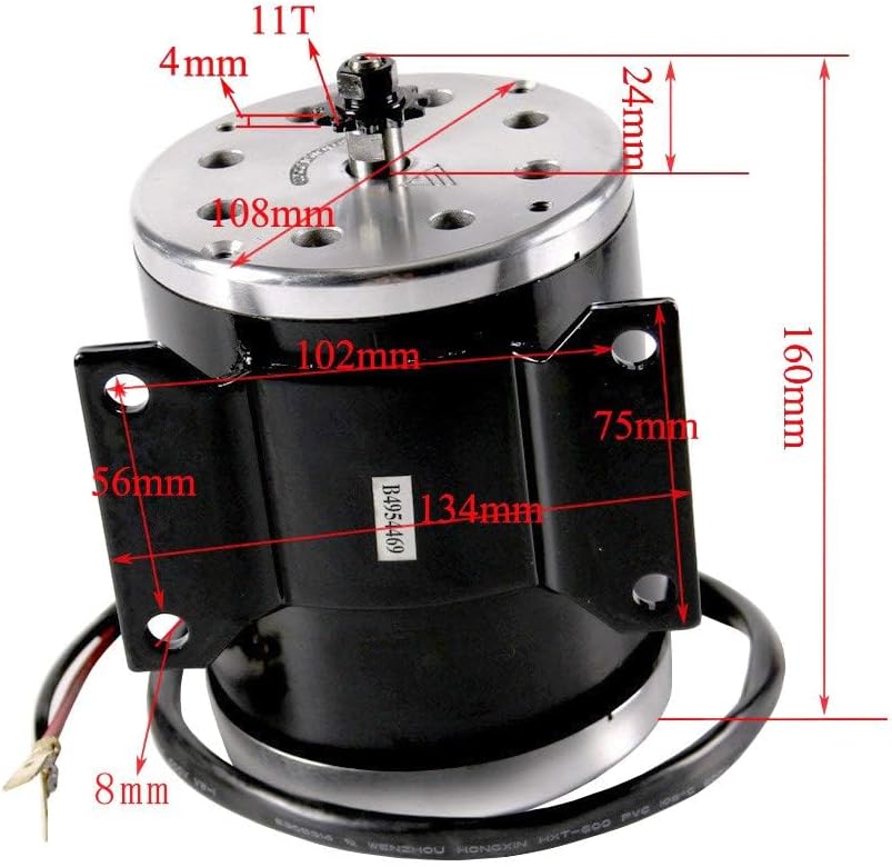 800W 36V DC Brushed Electric Motor Kit with Speed Controller & Twist Throttle & 25H Chain Sprocket & Reverse Switch for Electric Go Kart Scooter E Bike ATV