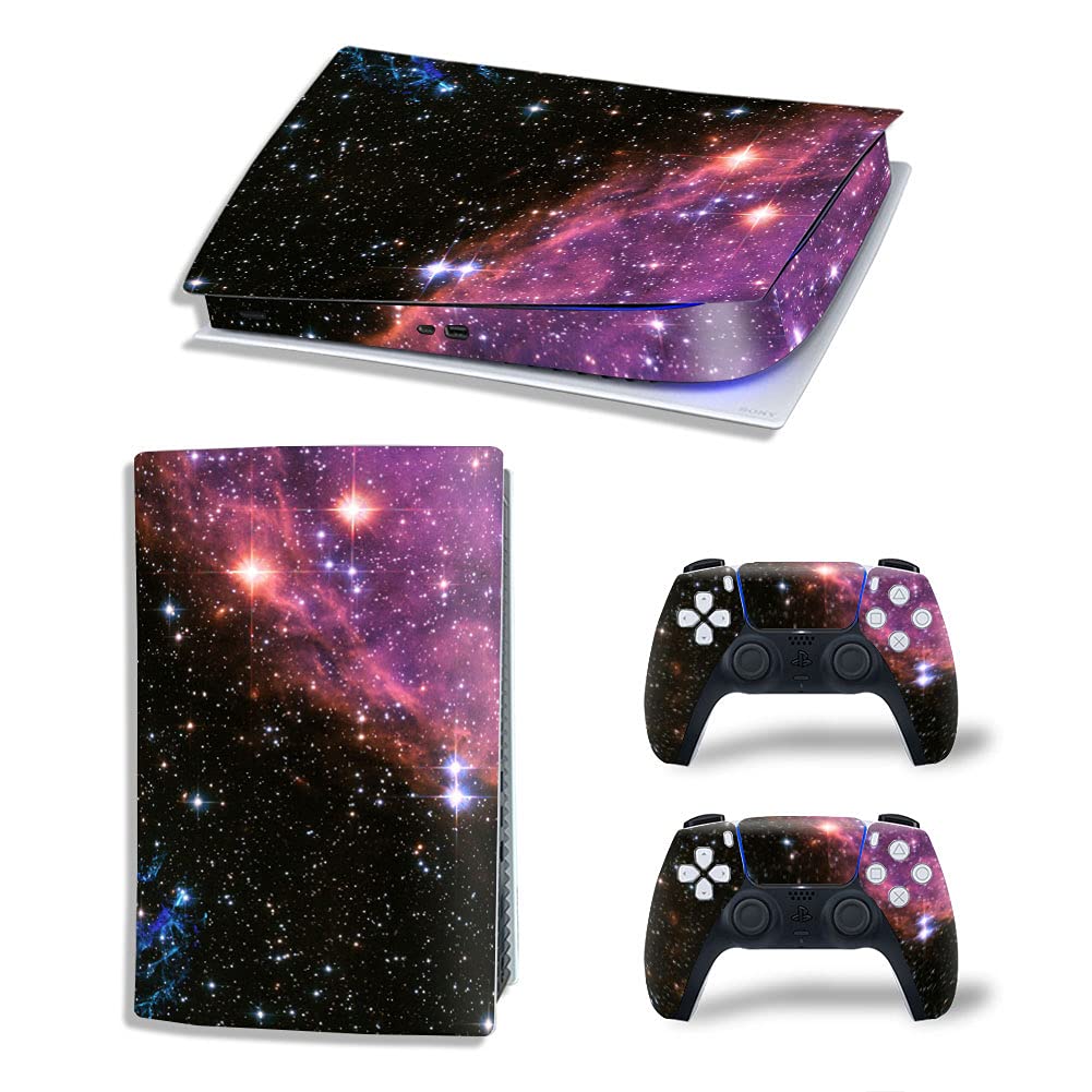 Glossy Protective Vinyl Decal Skin/Stickers Wrap Cover for PS5 Skin Stickers Full Body for PlayStation 5 Console and 2 Controllers (PS5 Digital Edition, Galaxy)