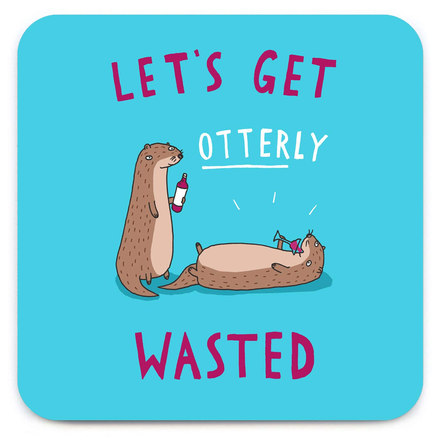 Brainbox Candy - Funny 'Otterly Wasted Coaster' - Small Gift Ideas For Him Her - Friends Birthday - Housewarming Present - New Home Gift - Funny Gifts