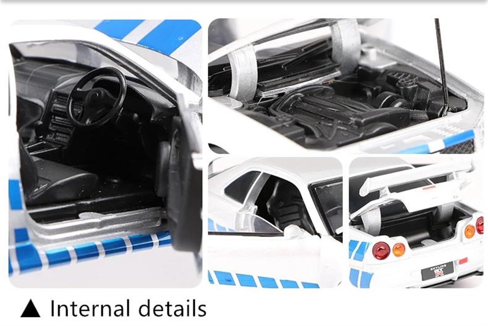 Skala Gotowy Model Samochodu 1:32 Dla Nissan Skyline Ares GTR R34 Sports Diecasts Metalowy Model Samochodu Wysoka Symulacja Wyciągnij Samochód Miniaturowa Replika Samochodu (Kolor: Czarny