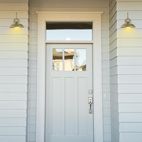 Miniatura 5 de Lámpara de cuello de cisne de latón para exteriores, aplique de pared de granero de cuello de cisne de 10 pulgadas de diámetro para porche, exterior