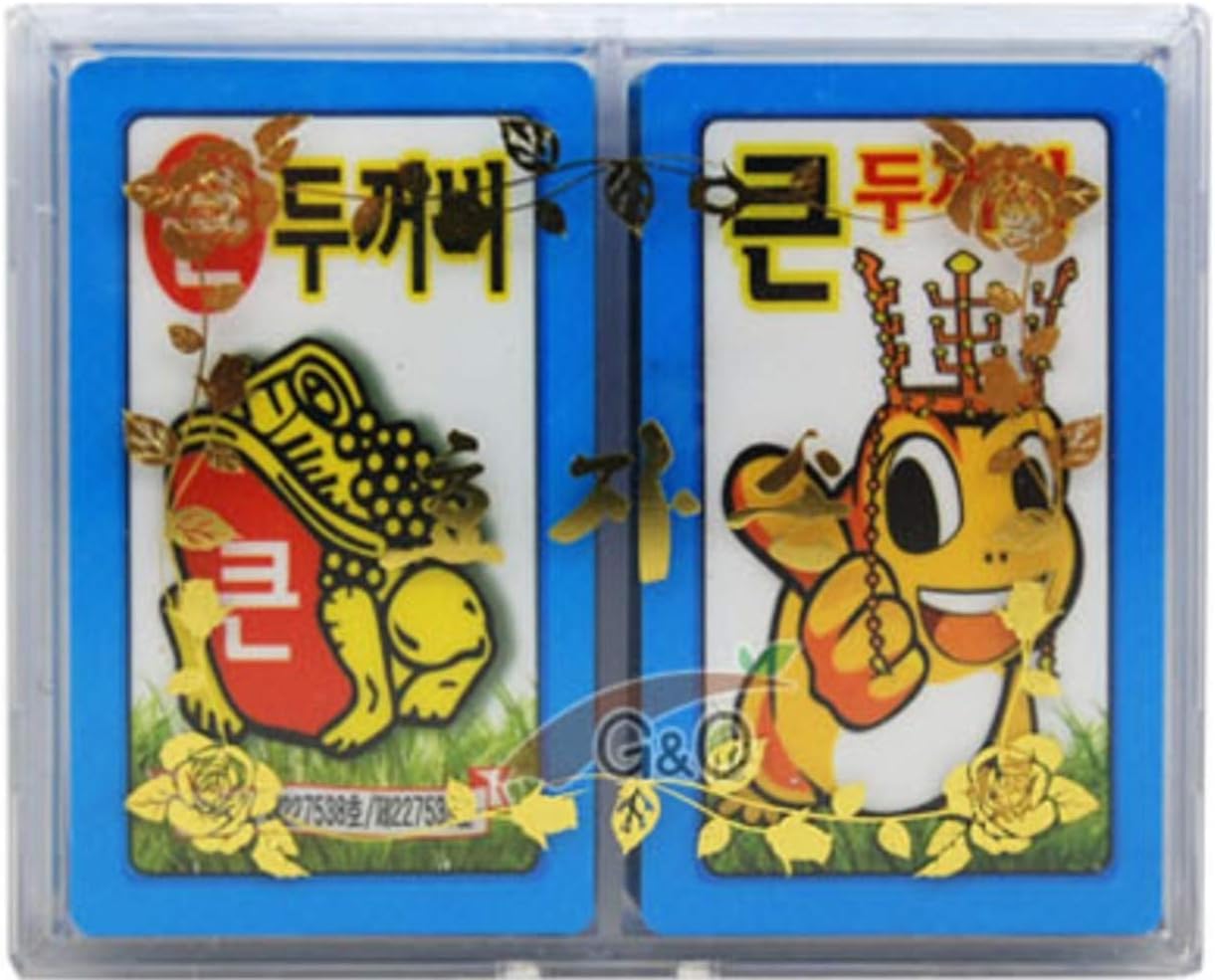 BIG TOAD, Large Size Big Size Korean Flower Card Game Hwatu Hwatoo Go Stop Card Game Set 1.88 x 3.14 inches Easy to Hold on Hand (Blue Color)