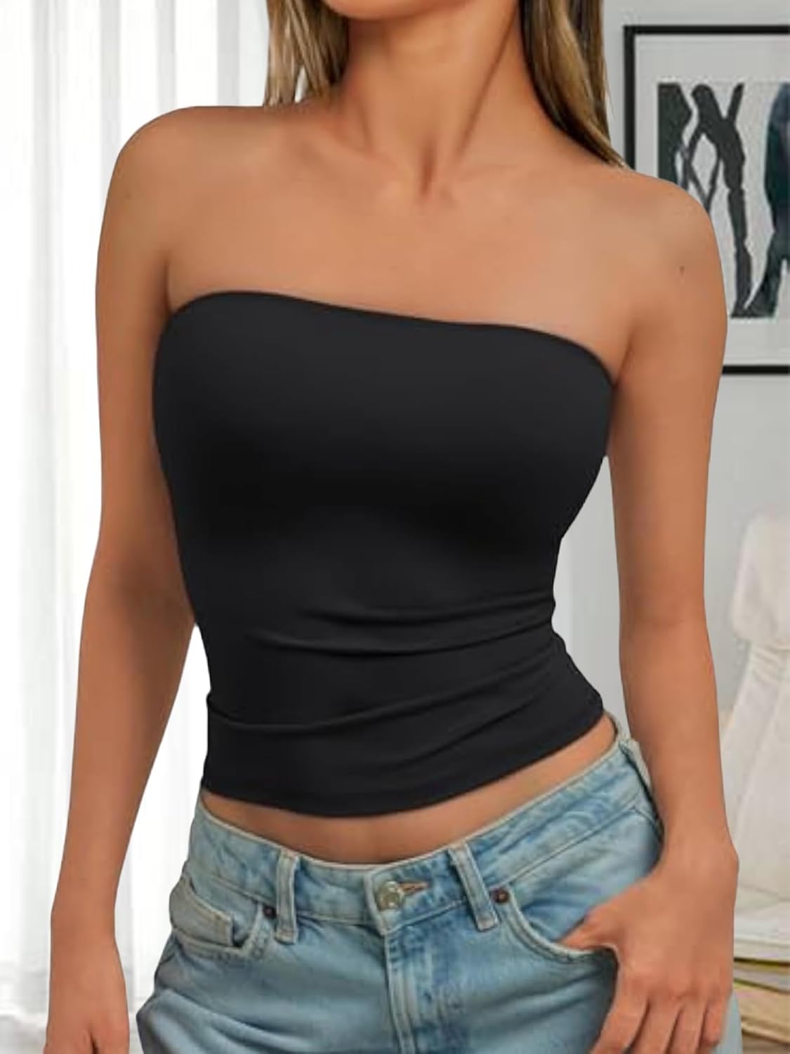 Women's Strapless Tube Tops Backless Sleeveless Bandeau - Summer 2025 Casual Going Out Y2K Basic Tops - Image 4