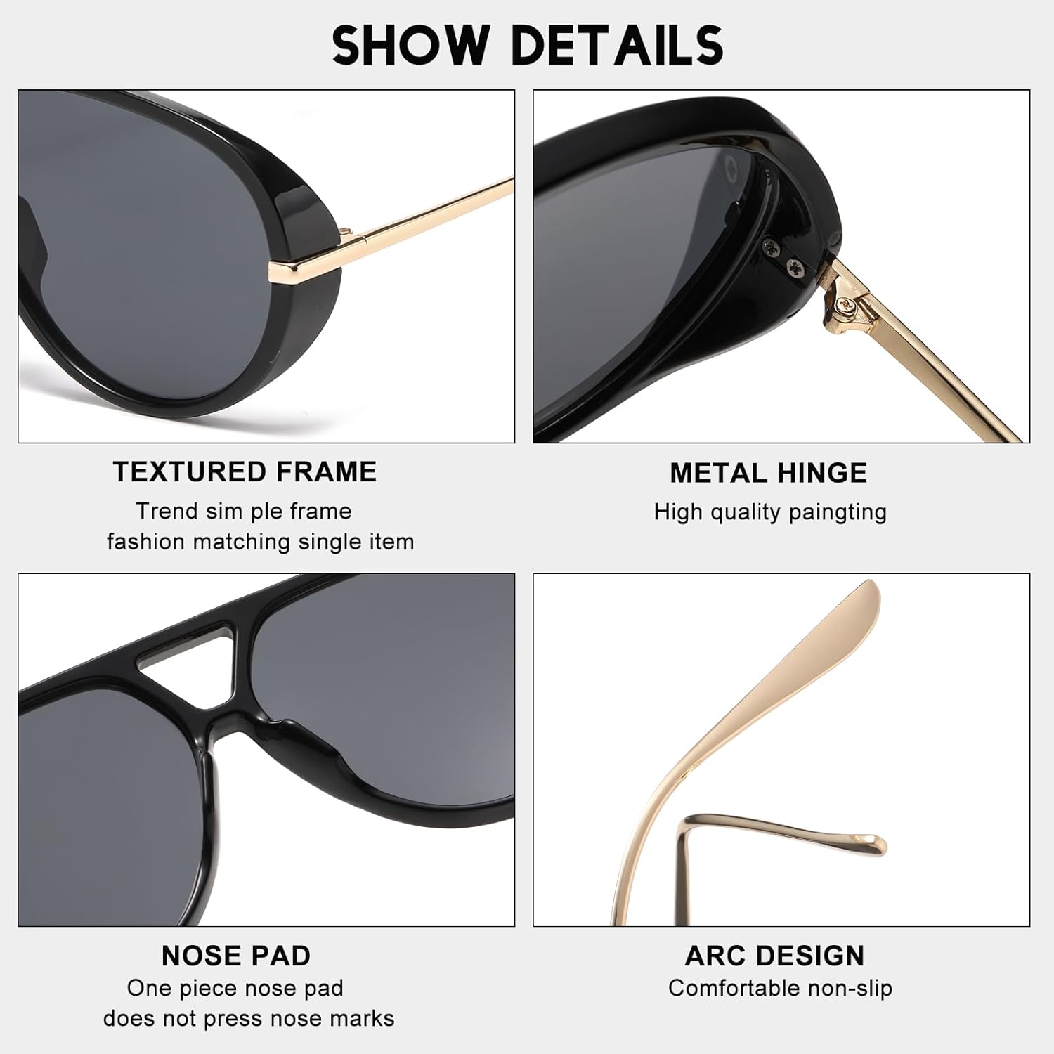 Oversized Retro Aviator Sunglasses for Women Men Vintage Style Trendy Large Frame Sun Glasses - Image 5