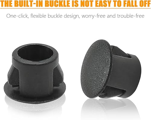 Miniatura 3 de Suiwotin 100 tapones de agujero negros de 0.512 in (12 pulgadas), tapones de plástico tipo empotrado, a presión, tubo de orificio de bloqueo, tapas