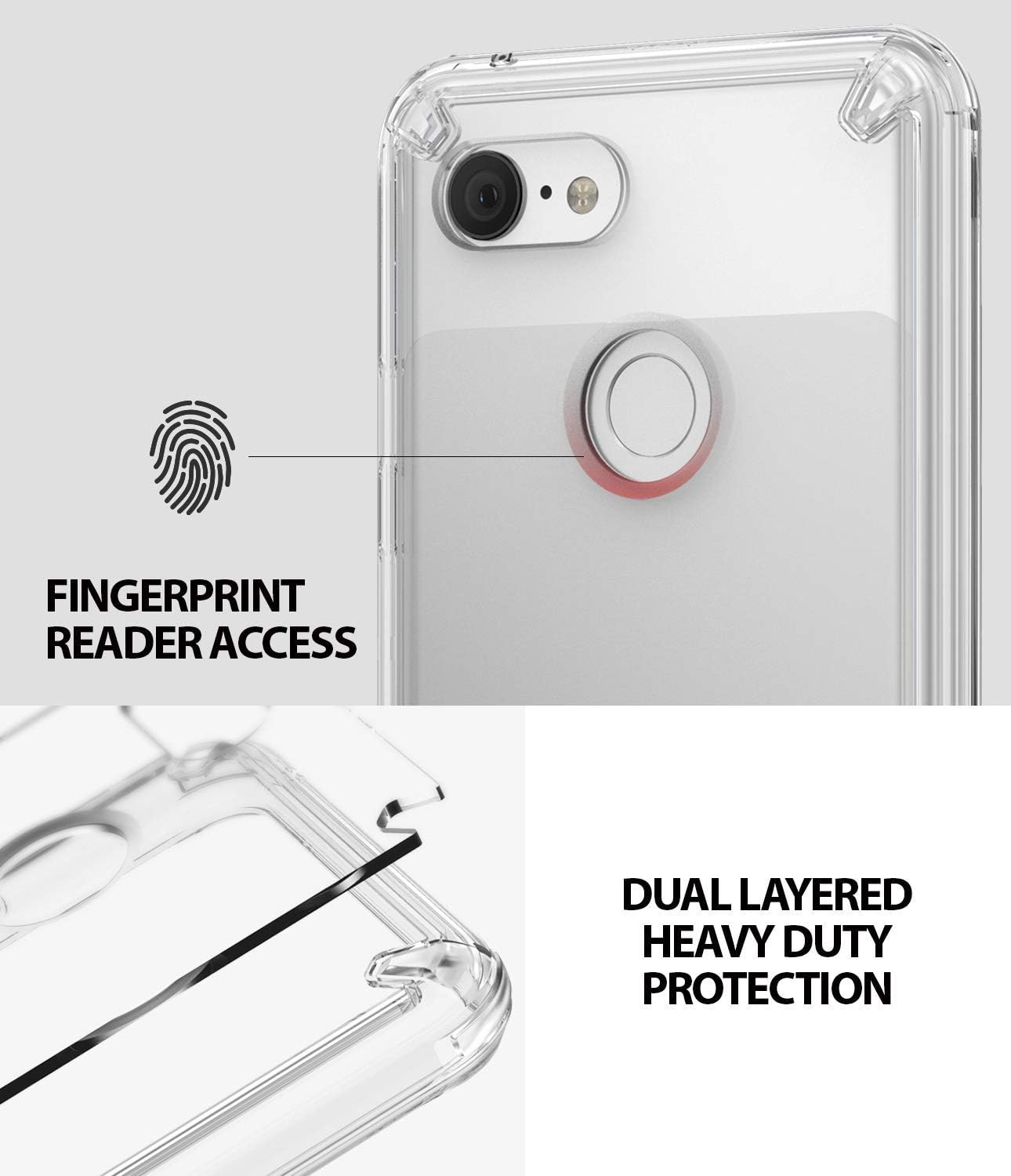 Ringke Fusion Compatible with Pixel 3 XL Case, Clear Transparent PC Back TPU Bumper Drop Defense Raised Bezels Scratch Protection Natural Form Cover for Google Pixel 3XL - Clear
