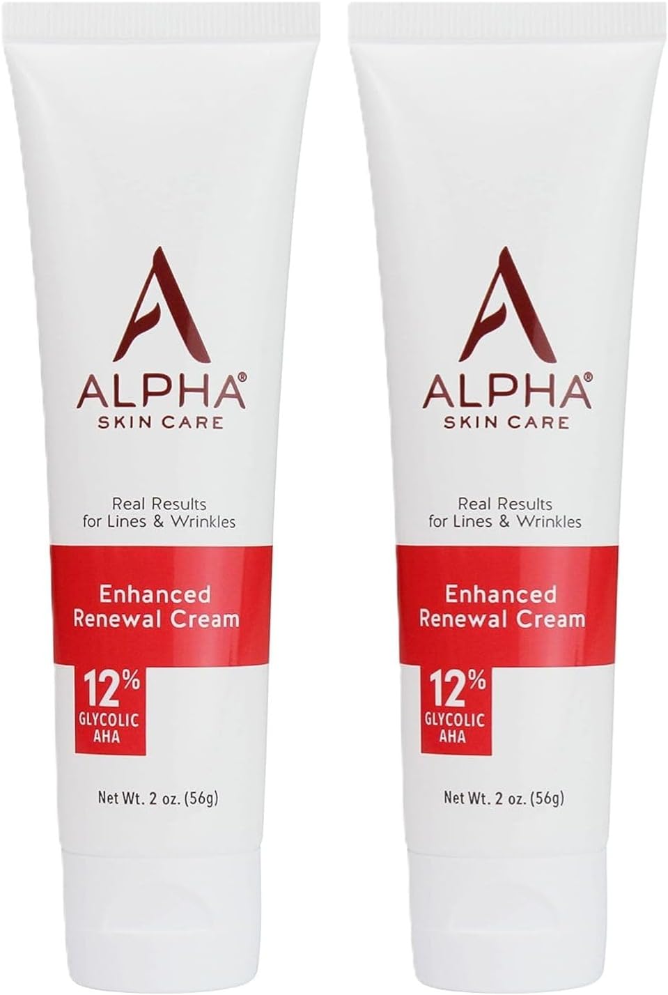 Alpha Skin Care Enhanced Renewal Cream, Anti-Aging Formula, 12% Glycolic Alpha Hydroxy Acid (AHA), Reduces Lines & Wrinkles, For Normal to Dry Skin, 2 oz, Pack of 2