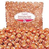 Zero Sugar Peanut Butter Cups - Miniatures Peanut Bite-Size Treat Candies Encased in a Crunchy Milk Rich Chocolate Shell for a Melt in Your Mouth Snacking, 2lb Bulk Candy Individually Wrapped Bag