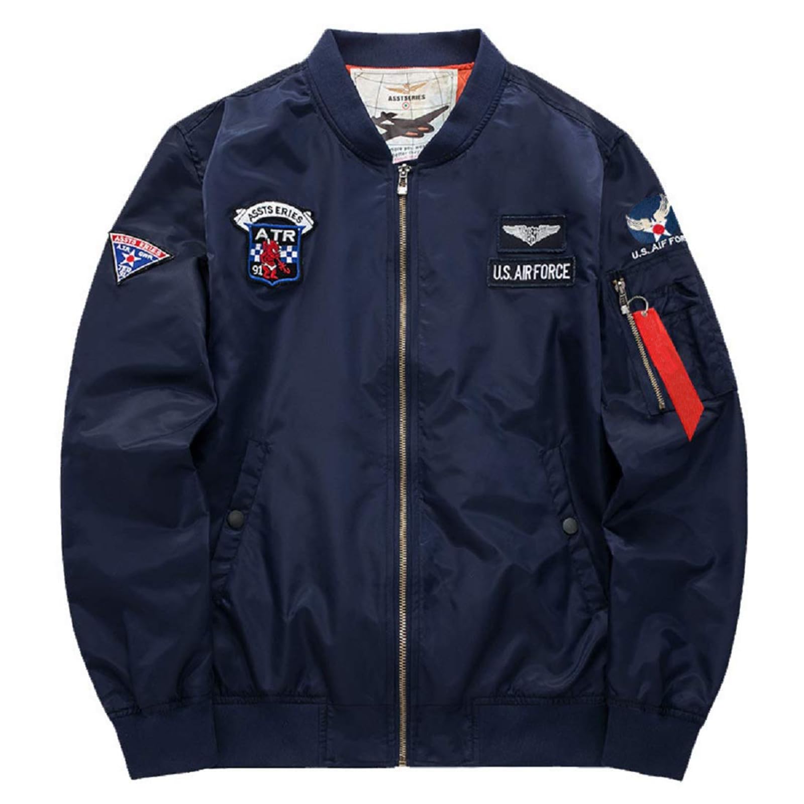 CORIRESHA Mens Apollo NASA Patches Slim Fit Bomber Jackets Windbreaker