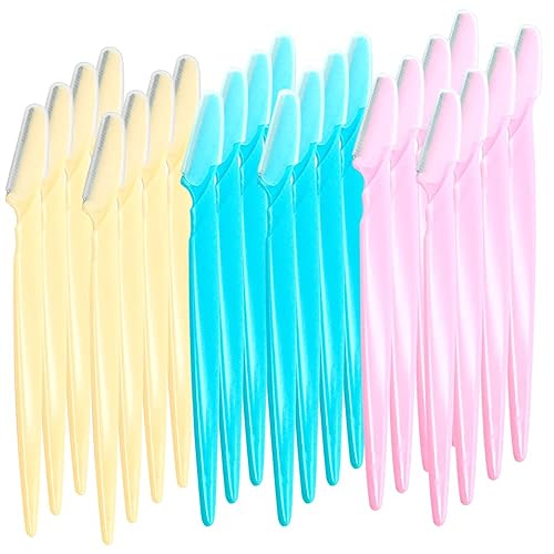 ACKLLR, 24 piezas de maquinilla de afeitar para cejas para mujeres y hombres, con cubierta de precisión, verde, rosa, amarillo