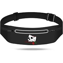 Horror Skull Rose Slim Running Belts Fashion Reaper Grim Fanny Packs for Women,Adjustable Black Fitness Belt with Zipper Pockets,Waterproof Reflective Running Belt for Men Marathon Jogging Gear Gift