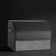 Car Trunk Organizer, Car Storage Box, Small Waterproof Foldable Car Trunk Organizer Leather for Camping and Daily Use (Gray)