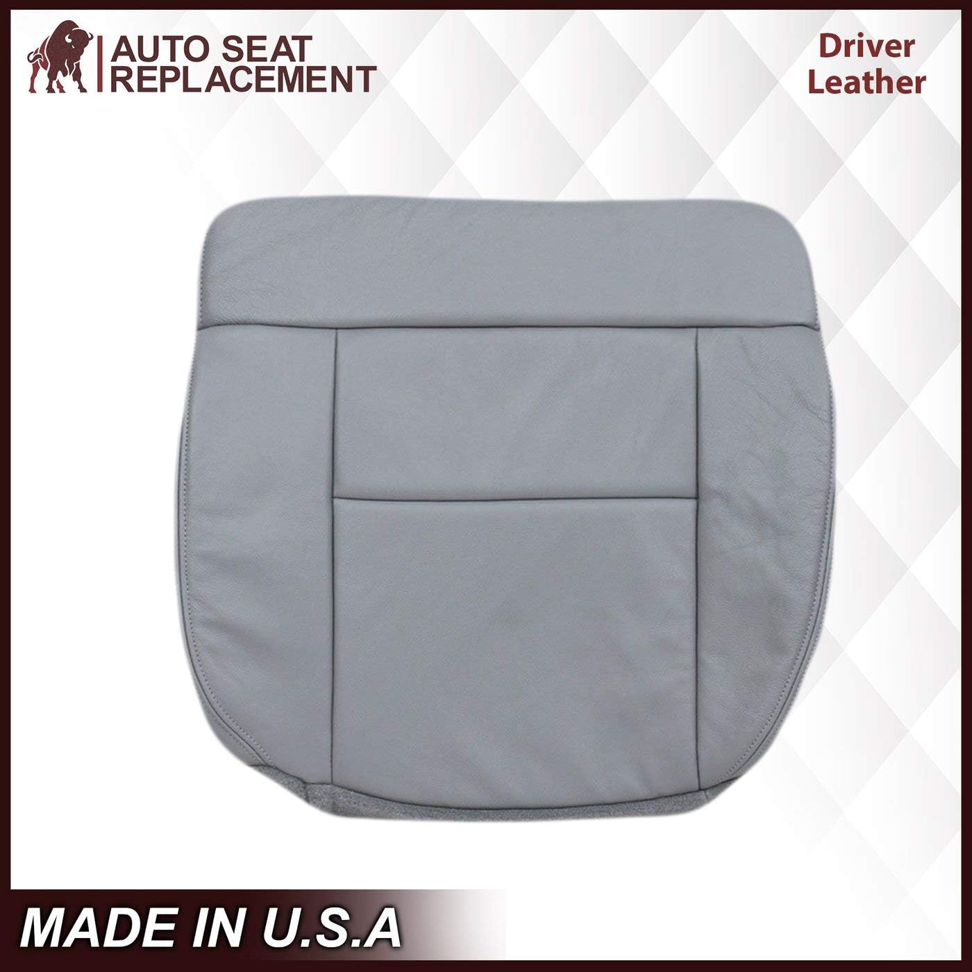 2004 2005 2006 2007 2008 Ford F150 Leather Seat Cover Replacement, Driver & Passenger Bottom Leather Seat Cover for Ford F150 (Flint Gray, Driver Bottom)