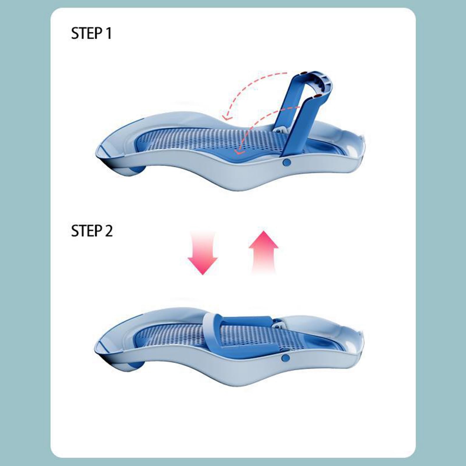Supporto per Bagnetto Pieghevole Bagnetto Pieghevole Staffa di Supporto Sdraiata Seggiolino Ergonomico Antiscivolo per Neonati (Blu)