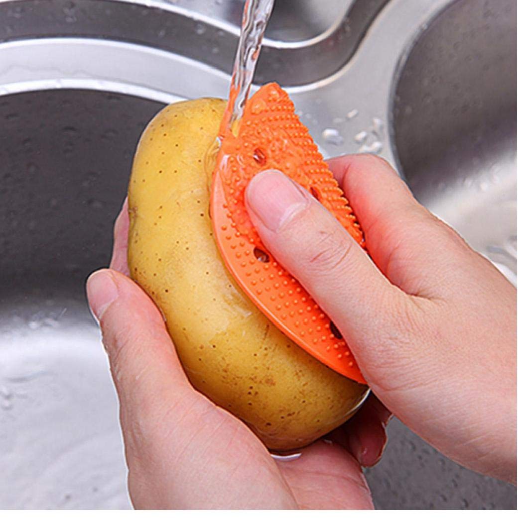 AMOYER Double Sided Fruit and Vegetable Scrubber Multi-functional Vegetable Brushes Potato Scrubber Easy Cleaning Tools Kitchen Gadgets 1pc