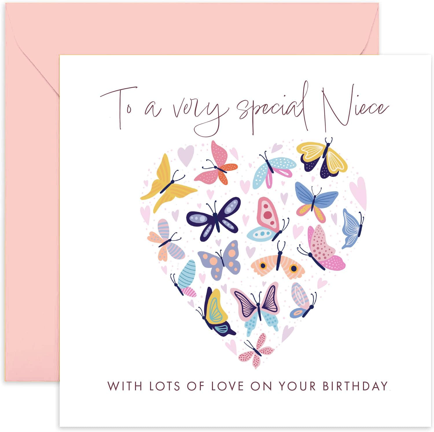 Old English Co. Butterfly Hearts Special Niece Birthday Card - 30th, 40th, 50th Adult Female Birthday Card for Her | Birthday Cards For Women | Blank