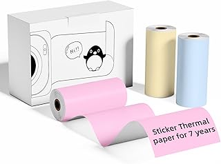 ASprink- Papel térmico de color para impresora T02 M02X M02L M02 M02PRO M02S Mini Impresora Térmica Compatible con Impresoras Térmicas Portátiles P2 P2S M04S 57 mm x 3,5 m, Amarillo/Rosa/Azul Papel