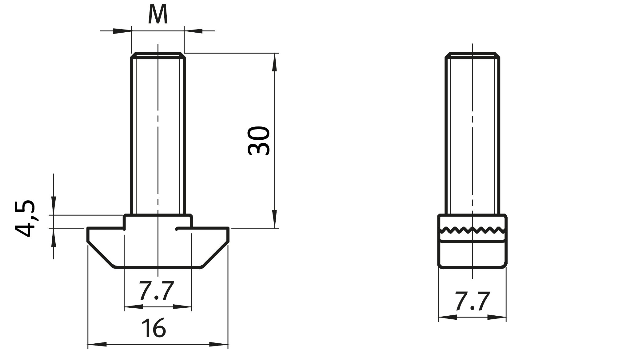 100 x wkręt młotkowy rowek 10 - typ B - M8 x 30 mm, trzpień 4,5 mm, stal ocynkowana