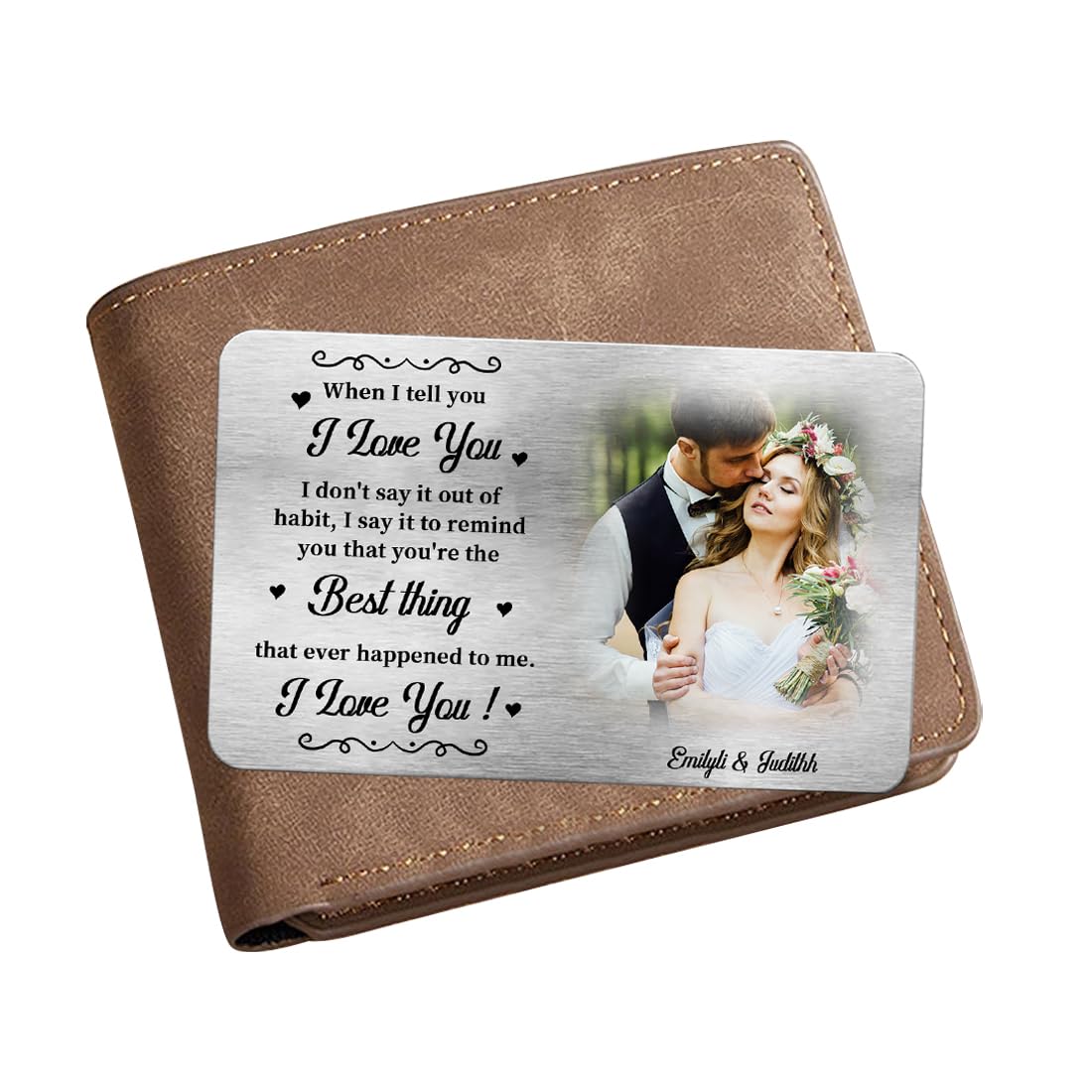 NOONATIVE When I Tell You I Love You Wallet Card,Personalized Custom Couple Wallet Card with Portrait Name,Gift for Boyfriend Girlfriend Husband Wife Valentine's Day Anniversary
